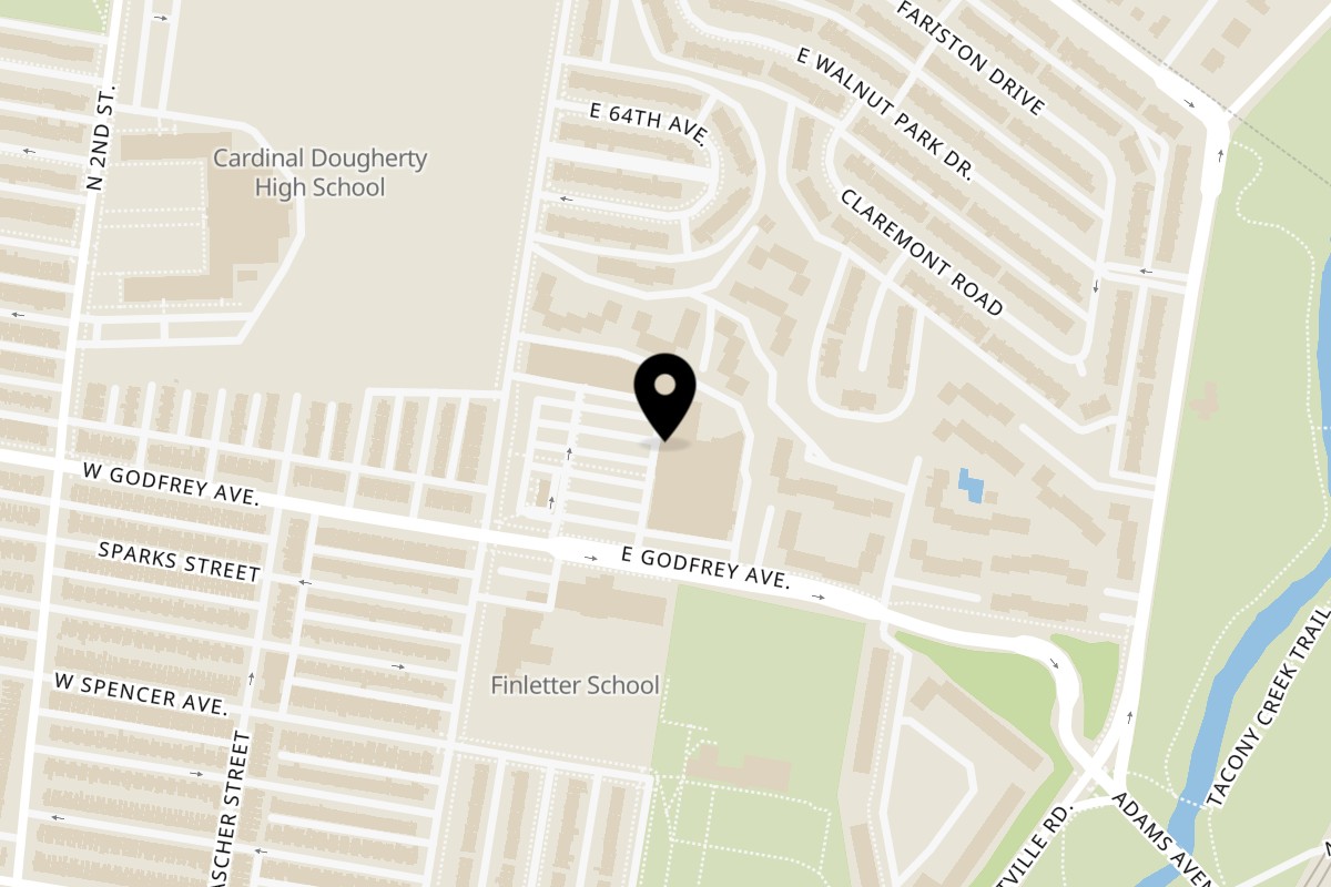 Map showing the location of Pho Ga Thanh Thanh on 6201 N Front St in Philadelphia